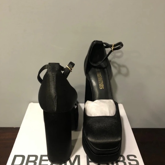 Saint Laurent Black Satin Heels with Ankle Strap - Picture 7 of 8